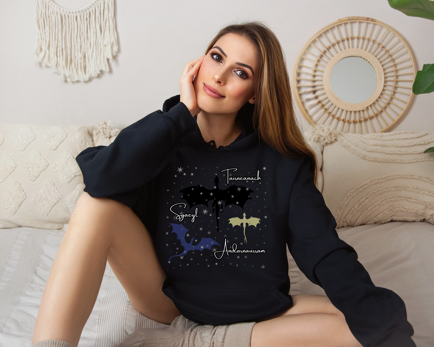 Dragon Hoodie, Fantasy Sweatshirt, Night Fury Hoodie, Celestial Dragon Pullover, Gift for Dragon Lovers & Dreamers