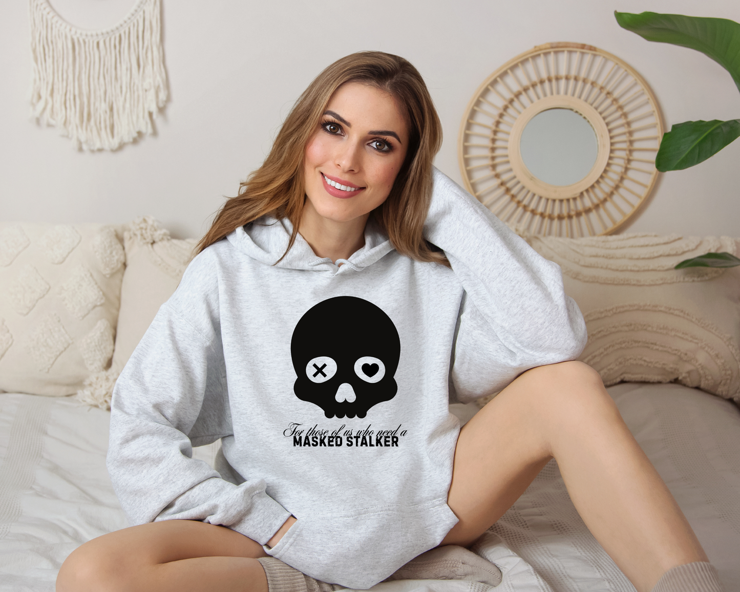 Dark Romance Skull Hoodie – Gothic Love Sweatshirt, Masked Stalker Inspired Pullover, Creepy Cute Bookish Gift