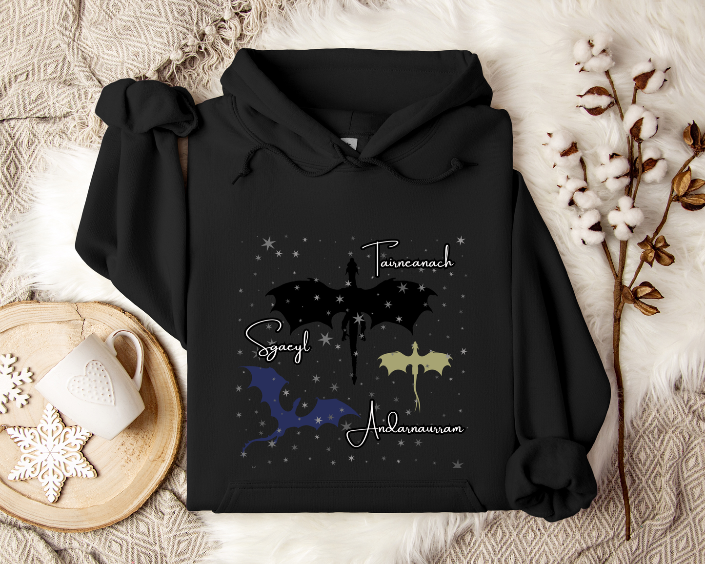 Dragon Hoodie, Fantasy Sweatshirt, Night Fury Hoodie, Celestial Dragon Pullover, Gift for Dragon Lovers & Dreamers