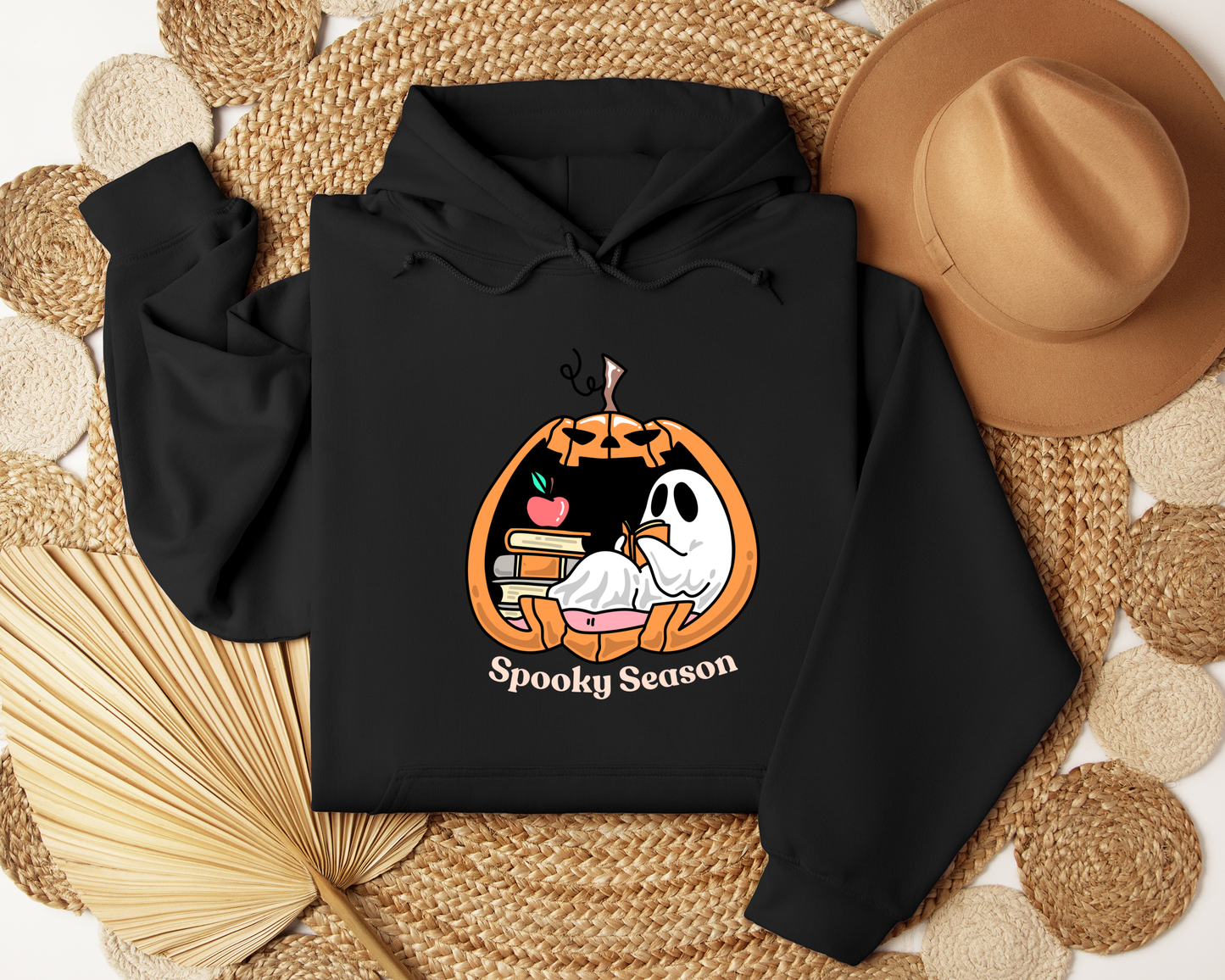 Spooky Season Hoodie | Cute Ghost Reading Pumpkin Sweatshirt | Cozy Halloween Hoodie | Fall Bookish Ghost Gift | Autumn Aesthetic Sweater