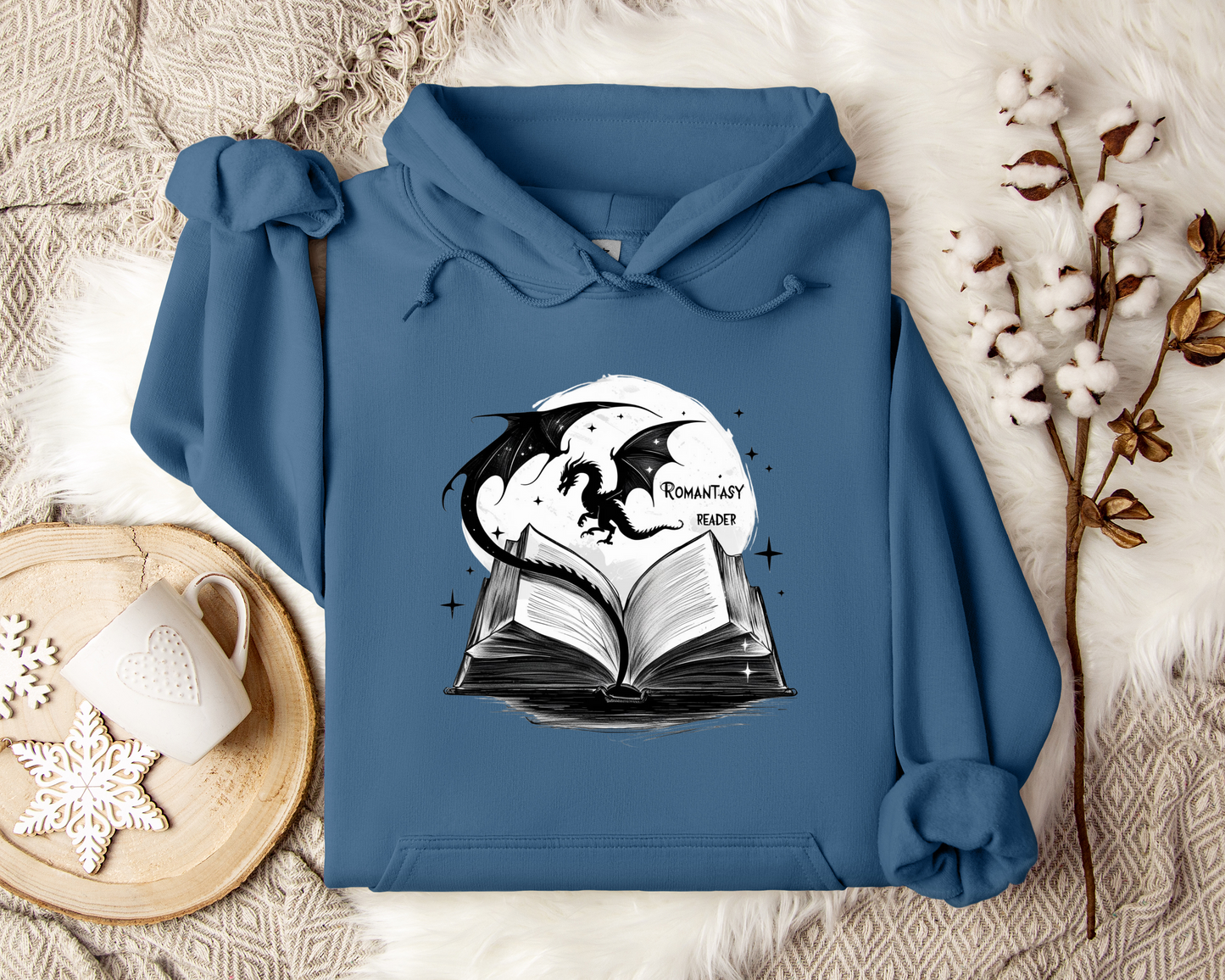 Romantasy Reader Hoodie – Dragon and Book Hoodie, Fantasy Reading Sweatshirt, Book Lover Gift, Magical Storytelling Clothing, Bookish Merch