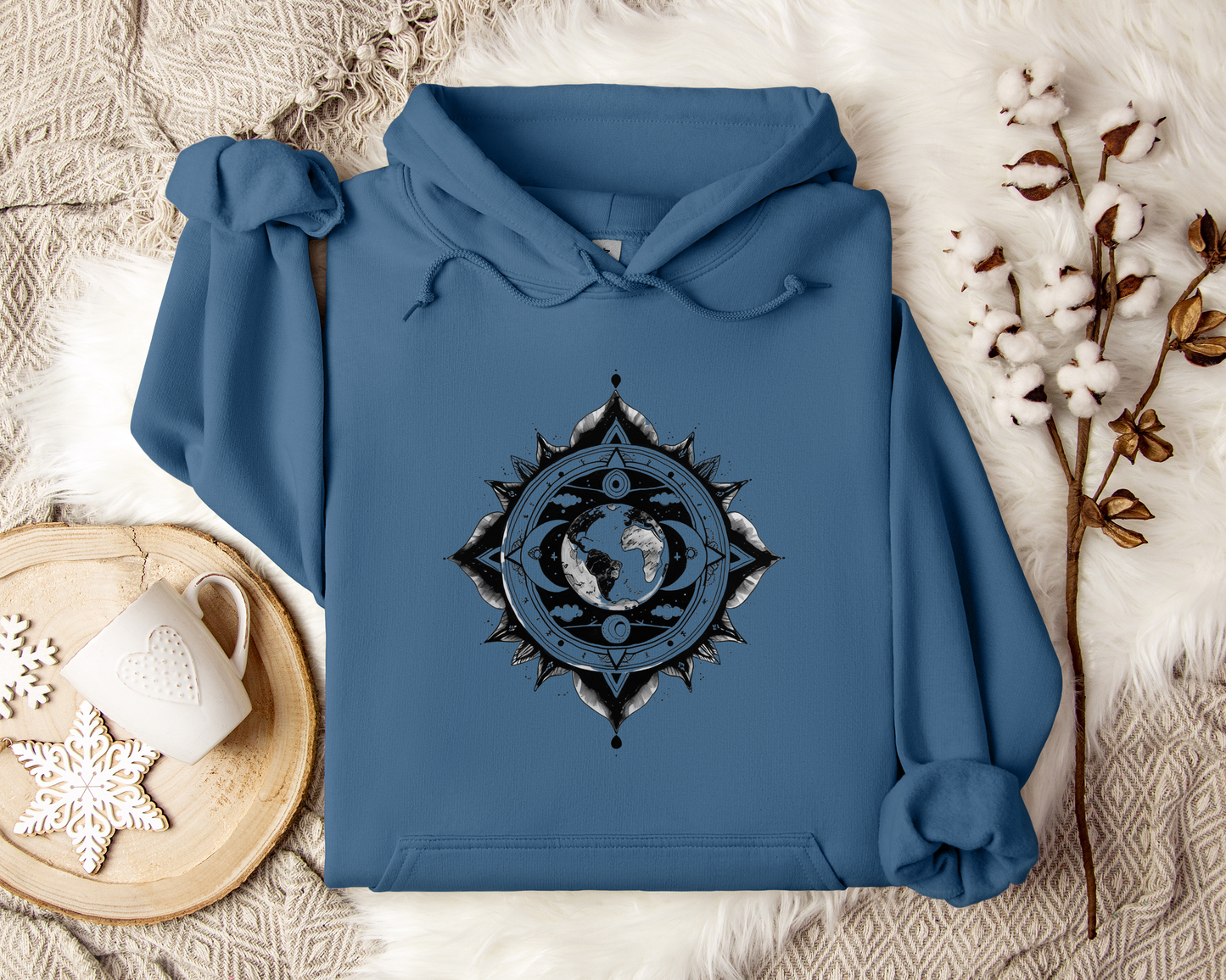 Celestial Earth Mandala Hoodie, Sacred Geometry Hoodie, Spiritual Hoodie, Mystic Geometry Sweatshirt, Astrology Hoodie, Unisex Hoodie