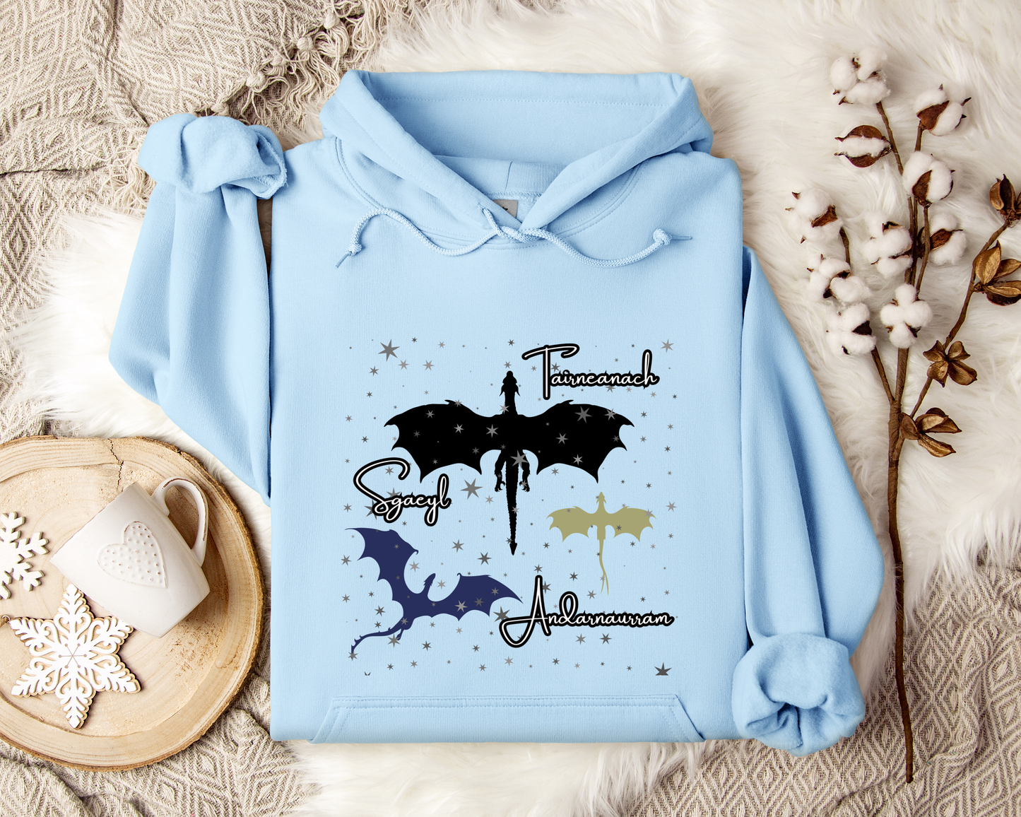Dragon Hoodie, Fantasy Sweatshirt, Night Fury Hoodie, Celestial Dragon Pullover, Gift for Dragon Lovers & Dreamers