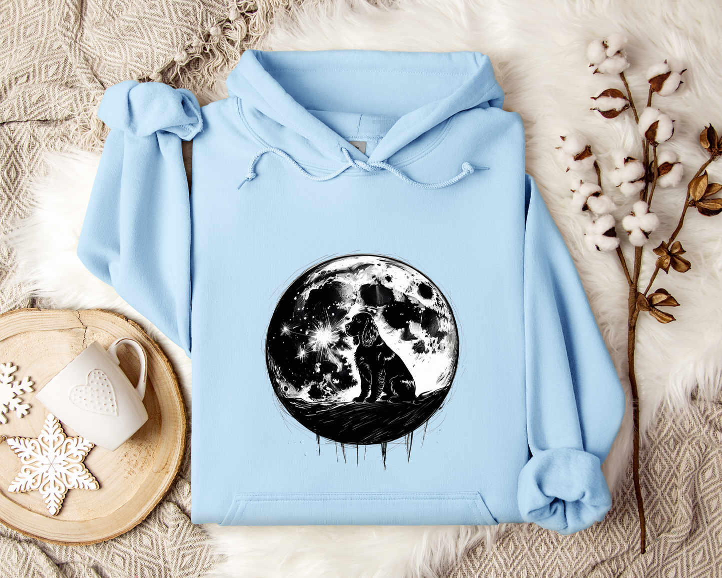 Moonlit Dog Hoodie, Dog Lover Gift, Loyal Companion Under the Stars, Celestial Night Sky Sweatshirt, Cozy Unisex Hoodie