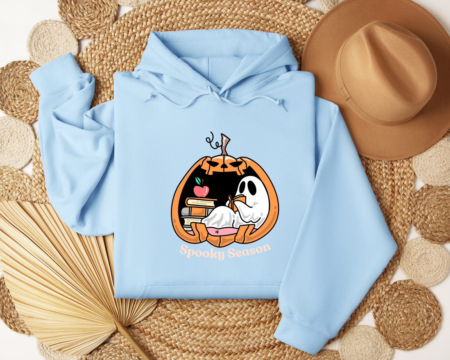 Spooky Season Hoodie | Cute Ghost Reading Pumpkin Sweatshirt | Cozy Halloween Hoodie | Fall Bookish Ghost Gift | Autumn Aesthetic Sweater