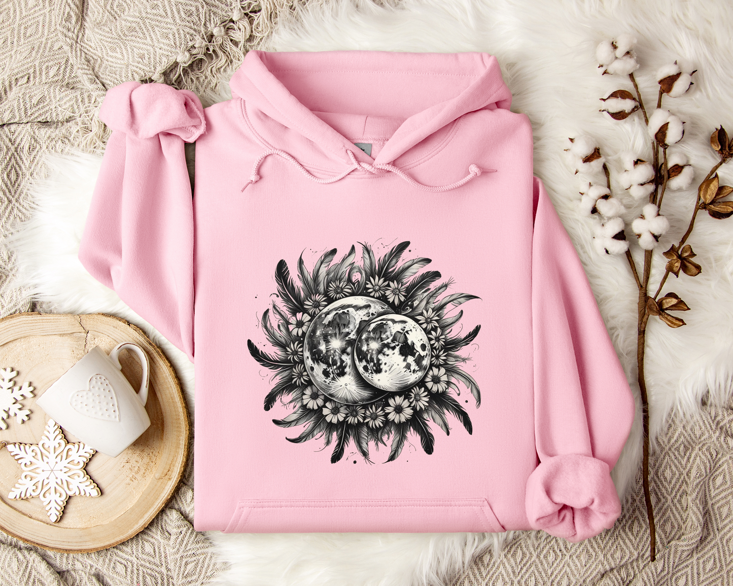 Twin Moons Hoodie – Celestial Moon Phase Sweatshirt, Astrology Hoodie, Mystical Lunar Clothing, Cosmic Night Sky Gift