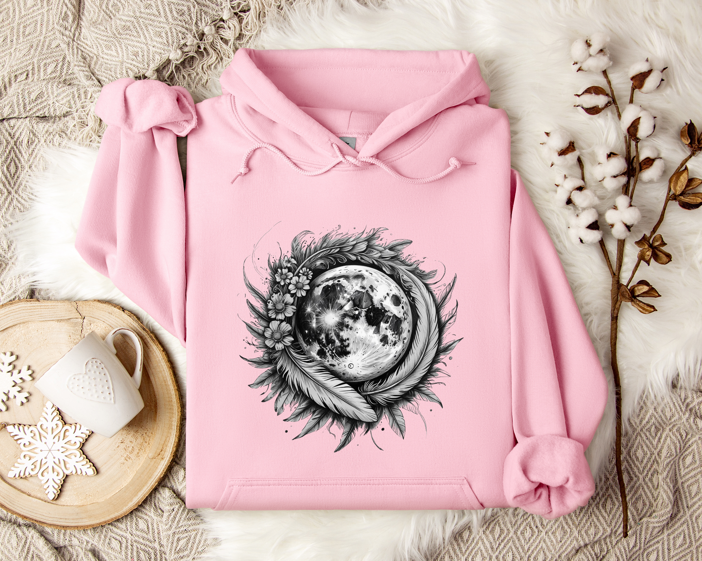 Lunar Bloom Hoodie, Mystical Moon Hoodie, Floral Moon Sweatshirt, Celestial Hoodie, Astrology Gift, Spiritual Hoodie, Unisex Hoodie
