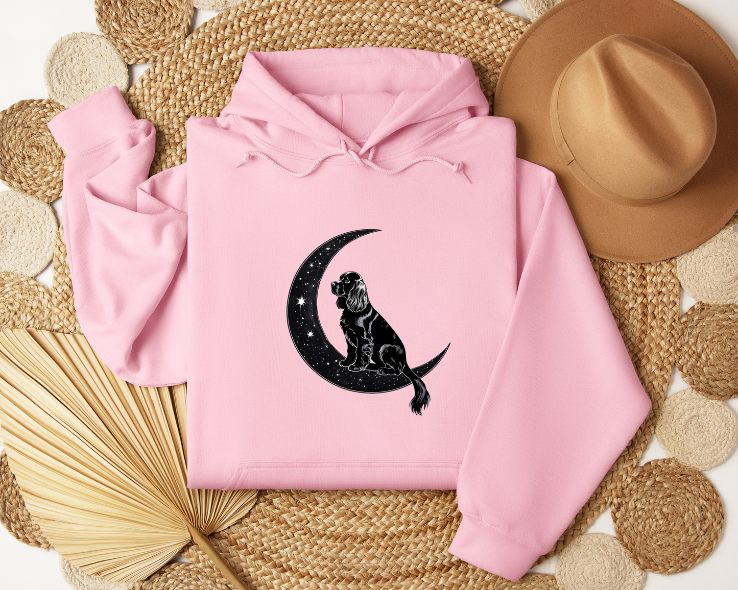 Starry Night Dog Hoodie – Moon & Stars Aesthetic Sweatshirt, Dog Lover Gift, Celestial Pet Owner Hoodie, Cozy Unisex Hoodie.