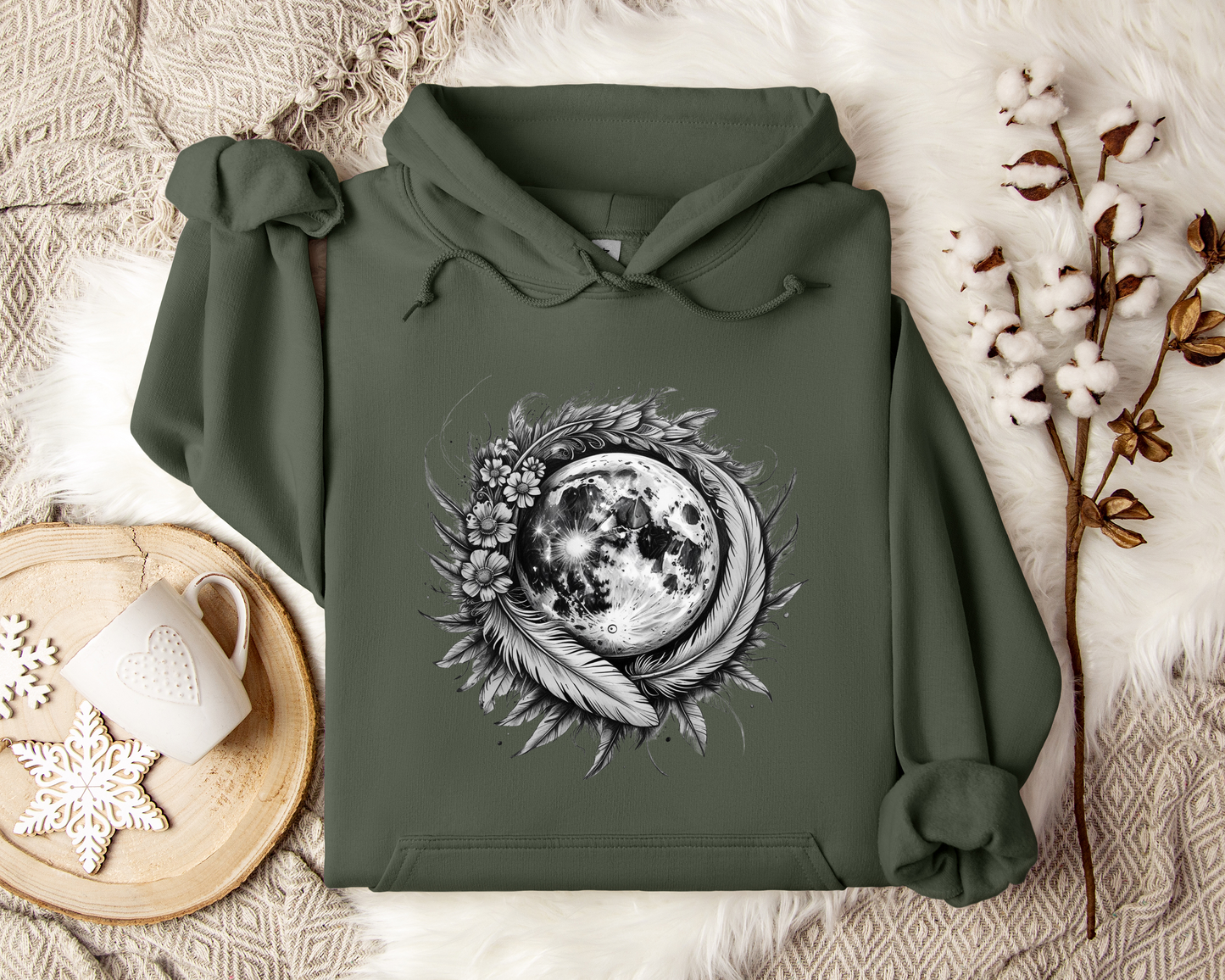 Lunar Bloom Hoodie, Mystical Moon Hoodie, Floral Moon Sweatshirt, Celestial Hoodie, Astrology Gift, Spiritual Hoodie, Unisex Hoodie