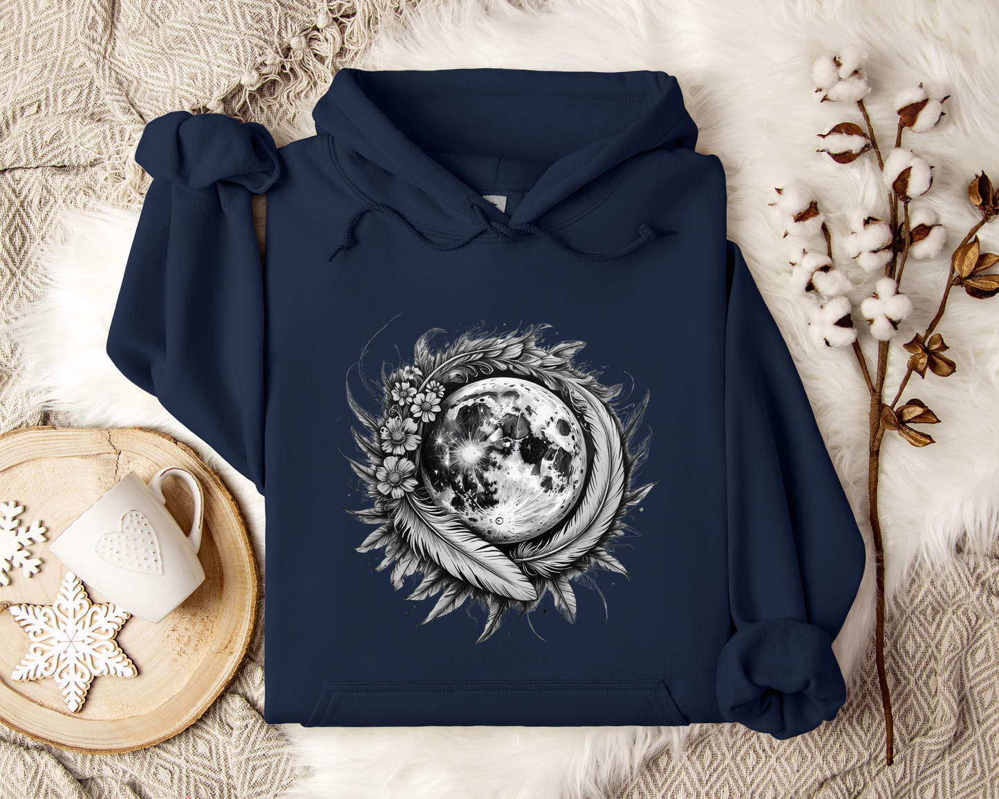 Lunar Bloom Hoodie, Mystical Moon Hoodie, Floral Moon Sweatshirt, Celestial Hoodie, Astrology Gift, Spiritual Hoodie, Unisex Hoodie