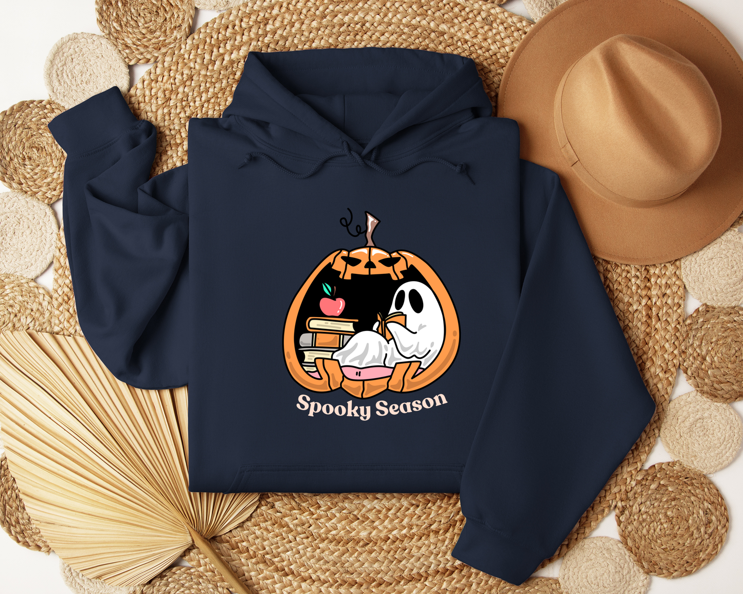 Spooky Season Hoodie | Cute Ghost Reading Pumpkin Sweatshirt | Cozy Halloween Hoodie | Fall Bookish Ghost Gift | Autumn Aesthetic Sweater