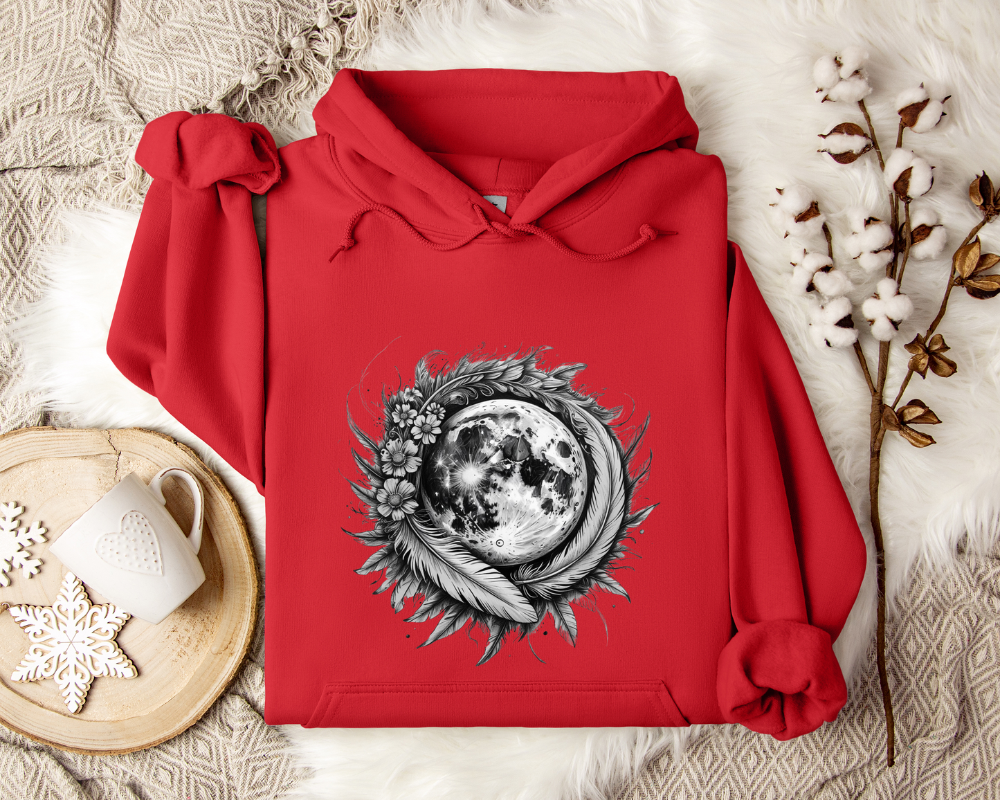 Lunar Bloom Hoodie, Mystical Moon Hoodie, Floral Moon Sweatshirt, Celestial Hoodie, Astrology Gift, Spiritual Hoodie, Unisex Hoodie