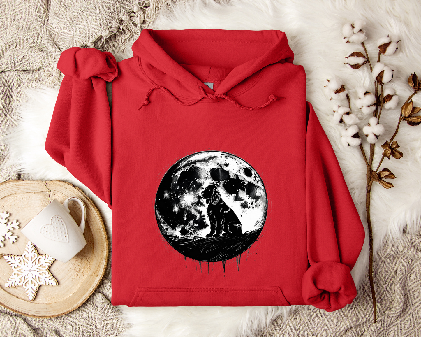 Moonlit Dog Hoodie, Dog Lover Gift, Loyal Companion Under the Stars, Celestial Night Sky Sweatshirt, Cozy Unisex Hoodie
