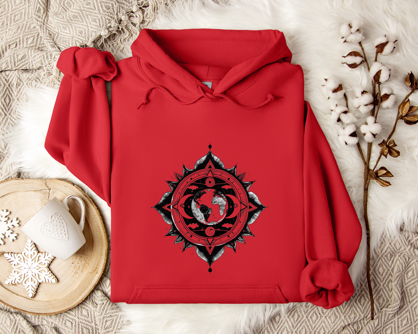 Celestial Earth Mandala Hoodie, Sacred Geometry Hoodie, Spiritual Hoodie, Mystic Geometry Sweatshirt, Astrology Hoodie, Unisex Hoodie