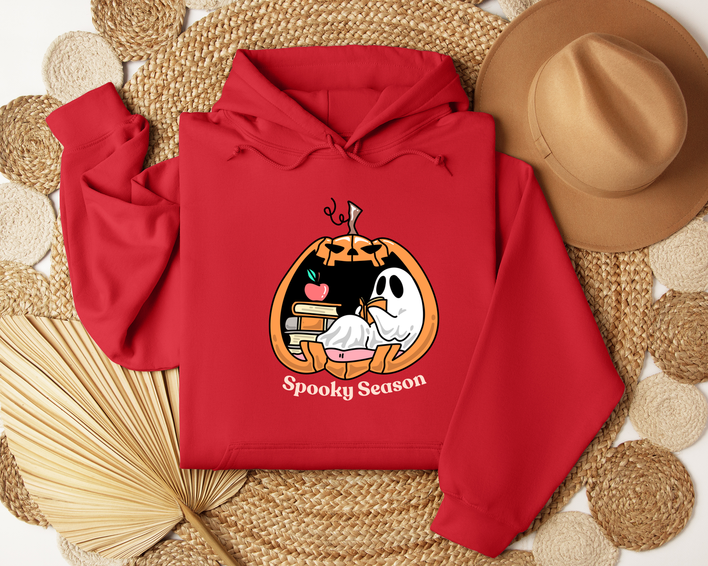 Spooky Season Hoodie | Cute Ghost Reading Pumpkin Sweatshirt | Cozy Halloween Hoodie | Fall Bookish Ghost Gift | Autumn Aesthetic Sweater