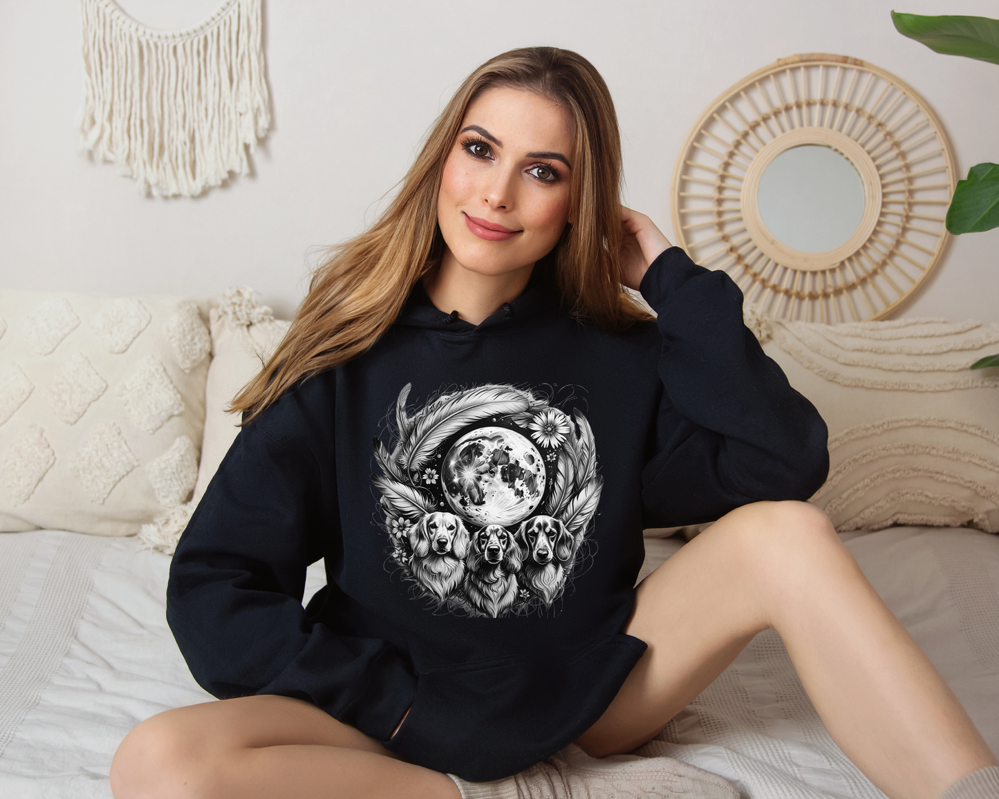 Dog Lover Hoodie | Moon & Dogs Sweatshirt | Spiritual Animal Hoodie | Celestial Dog Lover Gift | Boho Dog Hoodie | Pet Memorial Sweater