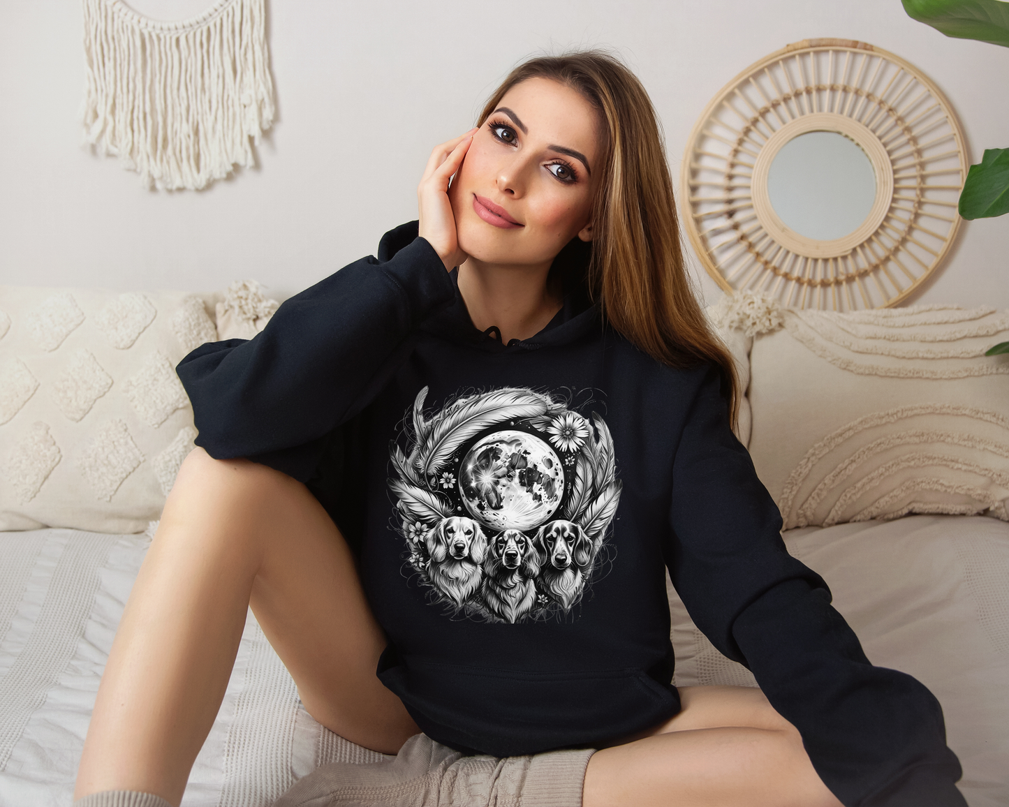 Dog Lover Hoodie | Moon & Dogs Sweatshirt | Spiritual Animal Hoodie | Celestial Dog Lover Gift | Boho Dog Hoodie | Pet Memorial Sweater