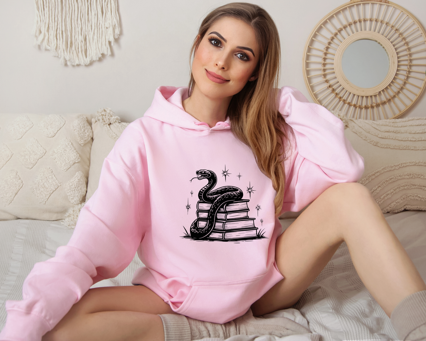 Serpent & Spellbooks Hoodie – Snake and Books Sweatshirt, Witchy Hoodie, Dark Academia Clothing, Mystical Fantasy Gift, Book Lover Gift.