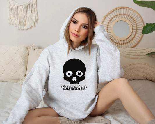 Dark Romance Skull Hoodie – Gothic Love Sweatshirt, Masked Stalker Inspired Pullover, Creepy Cute Bookish Gift