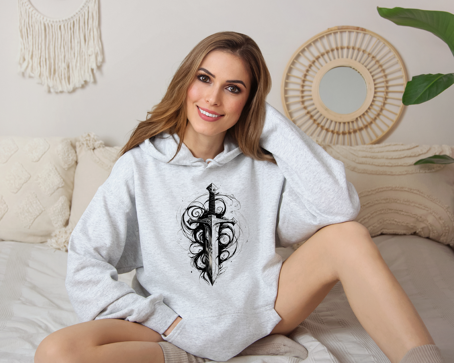 Enchanted Blade Hoodie – Sword and Magic Hoodie, Fantasy Warrior Sweatshirt, Mystic Clothing, Gamer Gift Hoodie, Book Lover Gift.