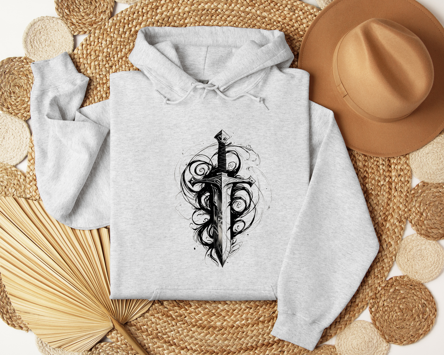 Enchanted Blade Hoodie – Sword and Magic Hoodie, Fantasy Warrior Sweatshirt, Mystic Clothing, Gamer Gift Hoodie, Book Lover Gift.
