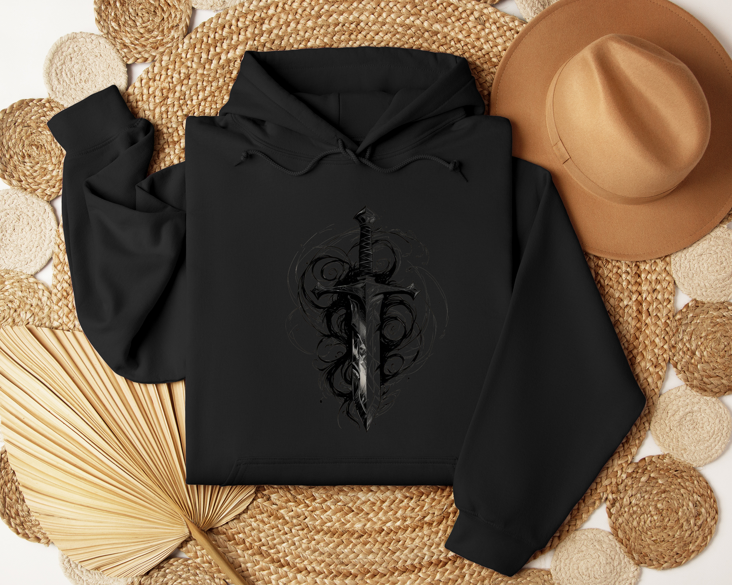 Enchanted Blade Hoodie – Sword and Magic Hoodie, Fantasy Warrior Sweatshirt, Mystic Clothing, Gamer Gift Hoodie, Book Lover Gift.