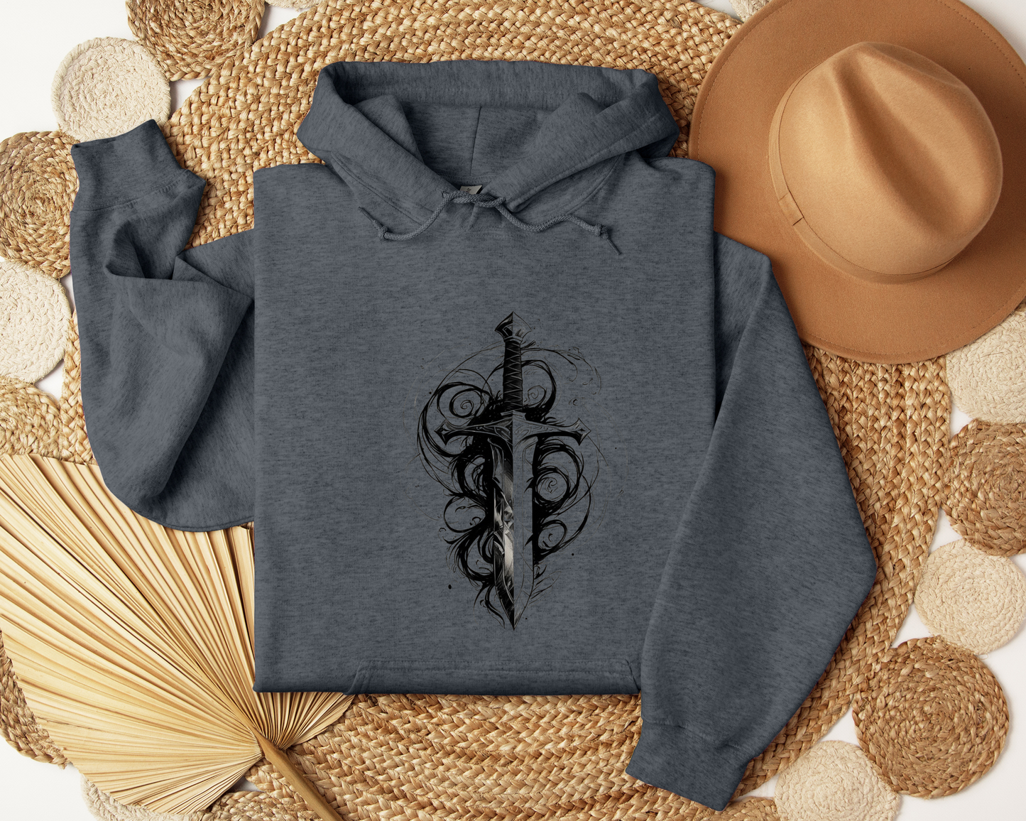 Enchanted Blade Hoodie – Sword and Magic Hoodie, Fantasy Warrior Sweatshirt, Mystic Clothing, Gamer Gift Hoodie, Book Lover Gift.