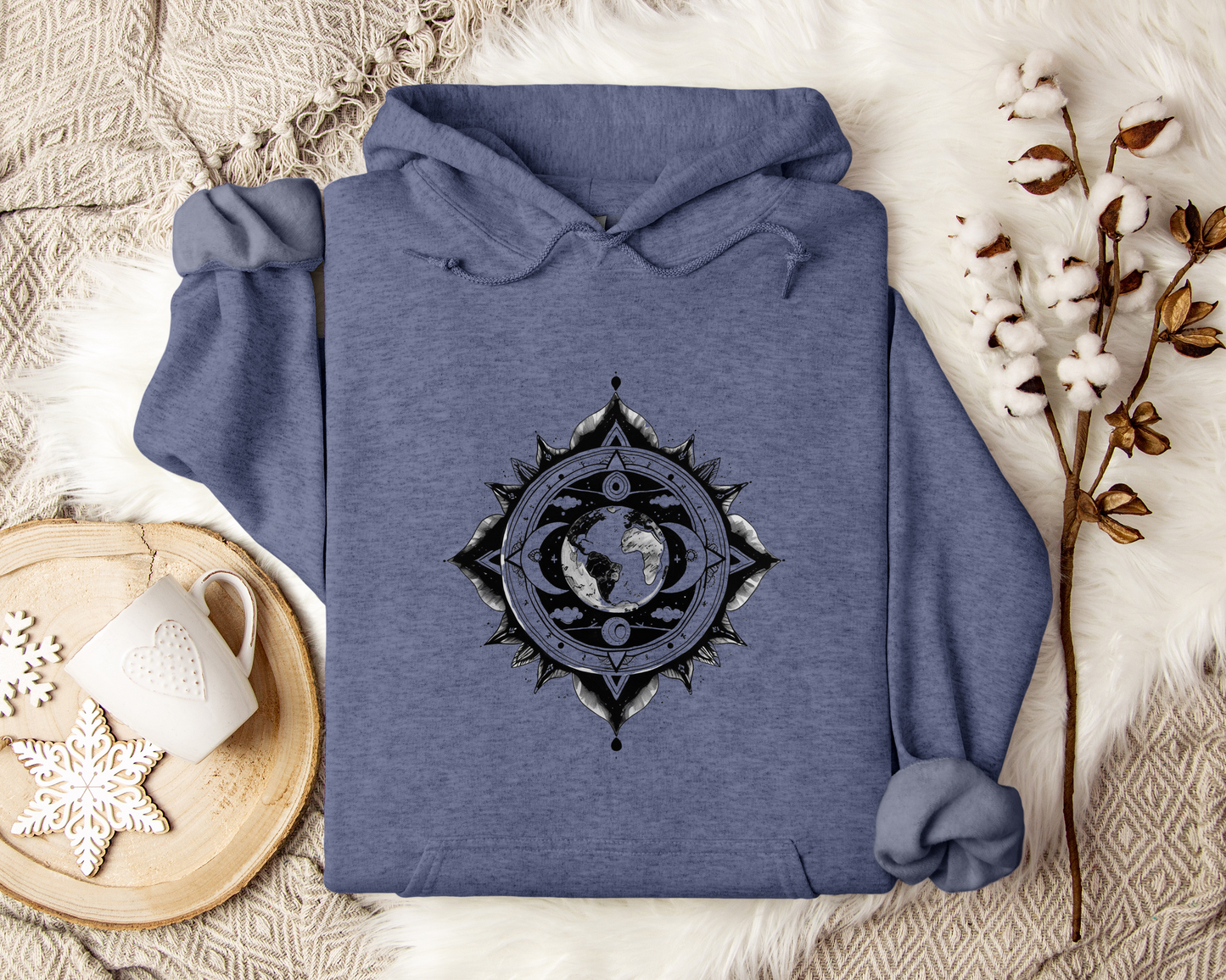 Celestial Earth Mandala Hoodie, Sacred Geometry Hoodie, Spiritual Hoodie, Mystic Geometry Sweatshirt, Astrology Hoodie, Unisex Hoodie