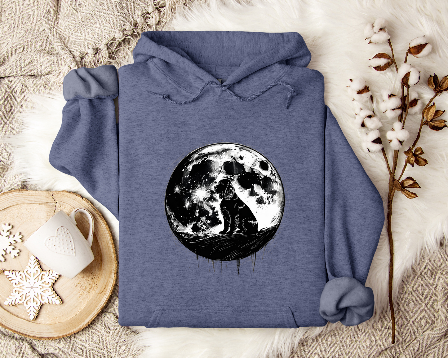 Moonlit Dog Hoodie, Dog Lover Gift, Loyal Companion Under the Stars, Celestial Night Sky Sweatshirt, Cozy Unisex Hoodie