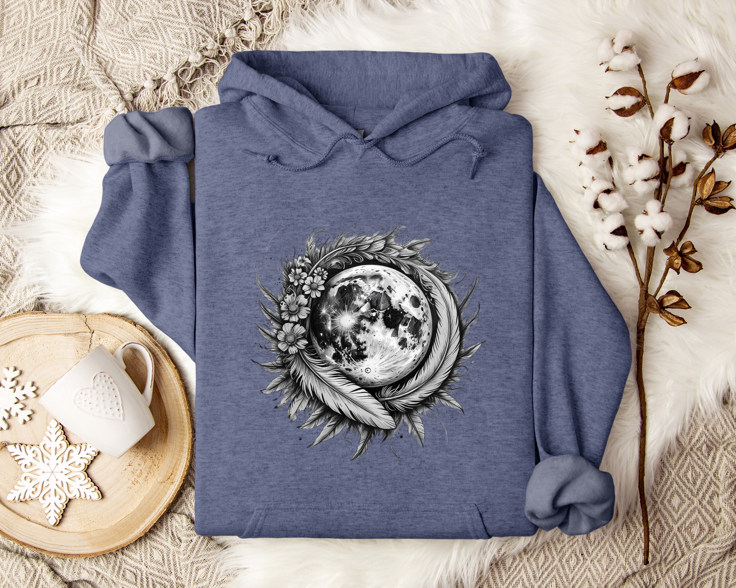 Lunar Bloom Hoodie, Mystical Moon Hoodie, Floral Moon Sweatshirt, Celestial Hoodie, Astrology Gift, Spiritual Hoodie, Unisex Hoodie