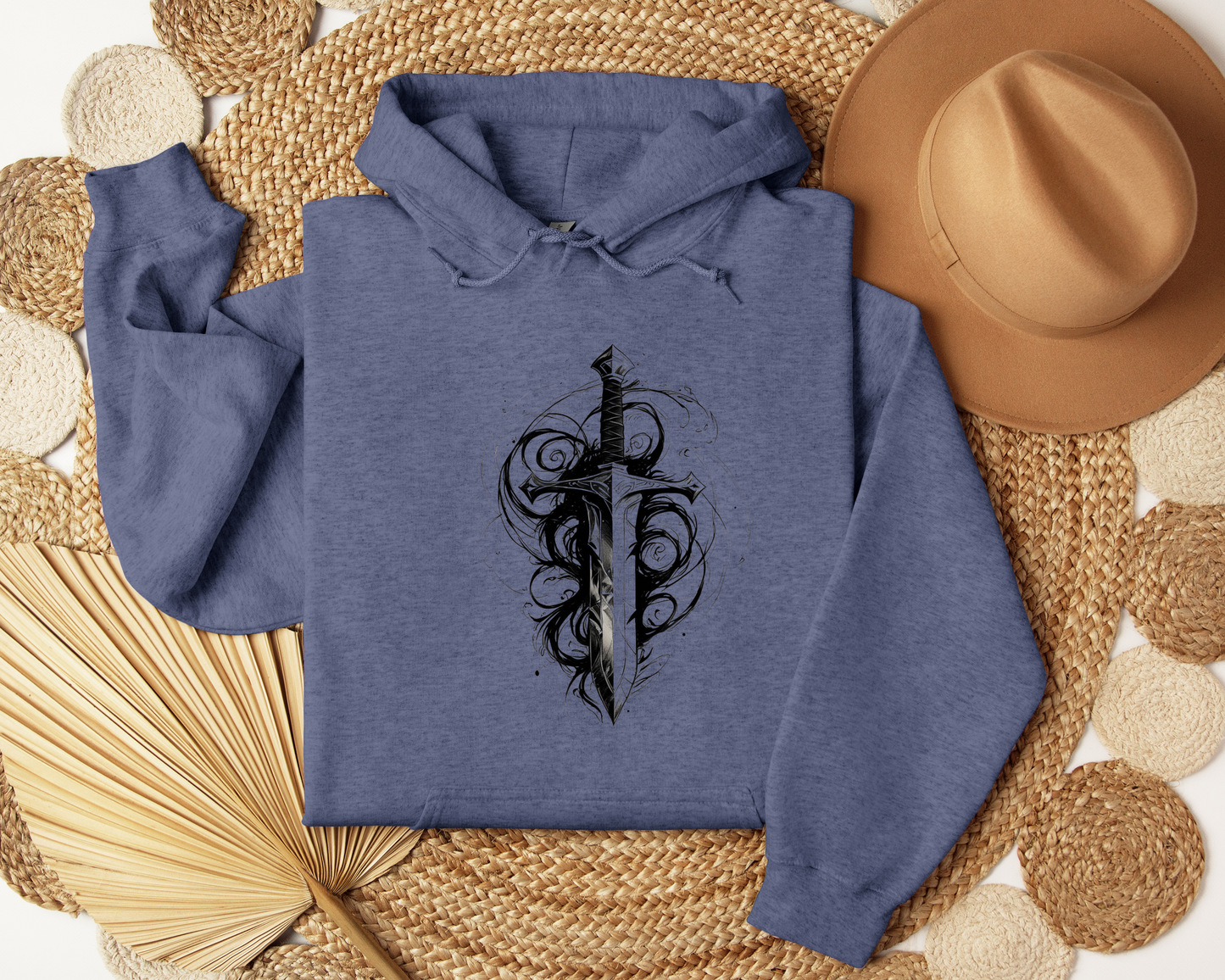 Enchanted Blade Hoodie – Sword and Magic Hoodie, Fantasy Warrior Sweatshirt, Mystic Clothing, Gamer Gift Hoodie, Book Lover Gift.