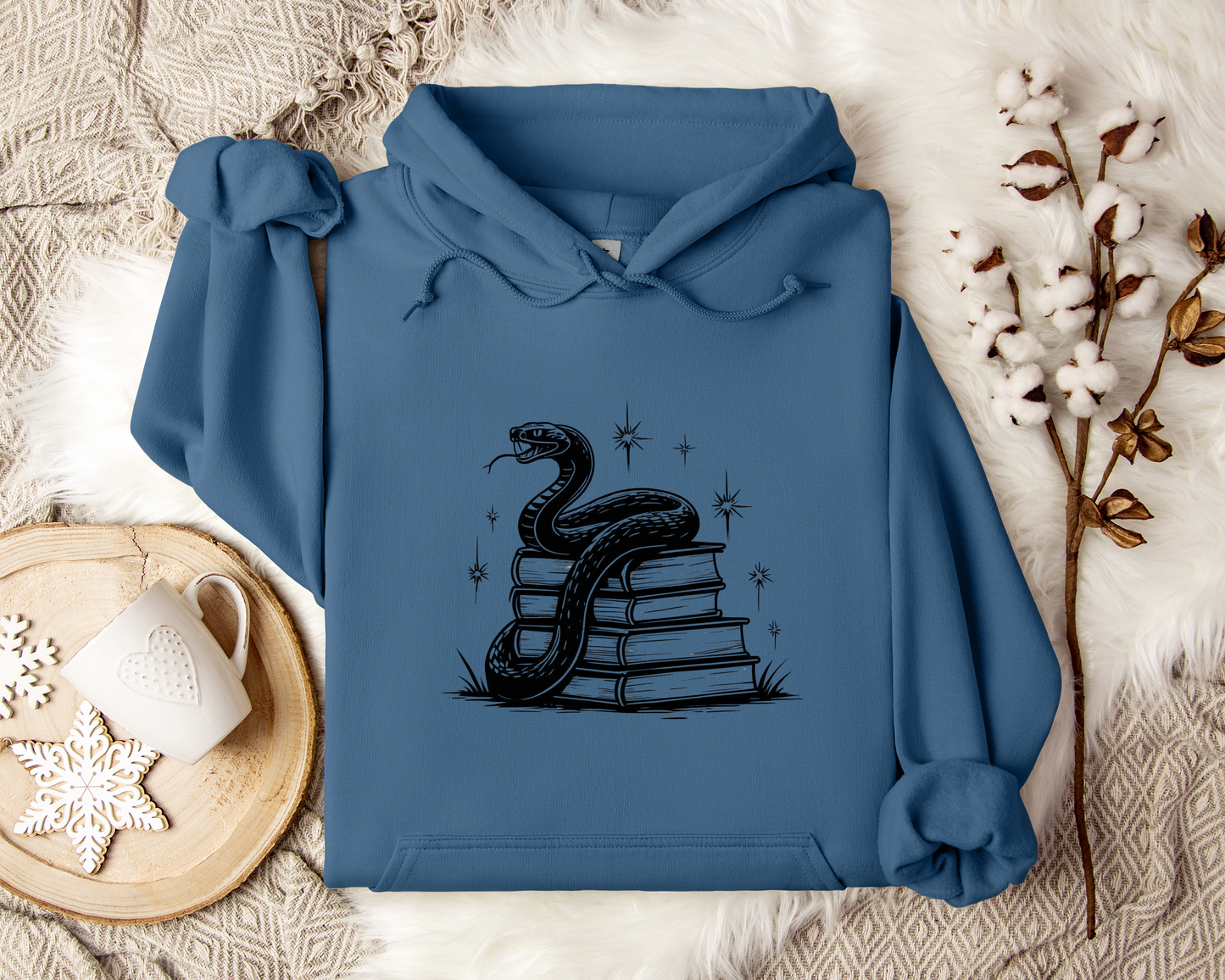 Serpent & Spellbooks Hoodie – Snake and Books Sweatshirt, Witchy Hoodie, Dark Academia Clothing, Mystical Fantasy Gift, Book Lover Gift.
