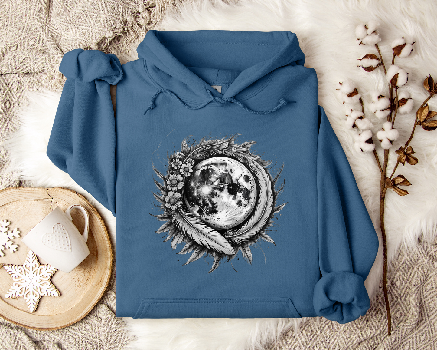 Lunar Bloom Hoodie, Mystical Moon Hoodie, Floral Moon Sweatshirt, Celestial Hoodie, Astrology Gift, Spiritual Hoodie, Unisex Hoodie