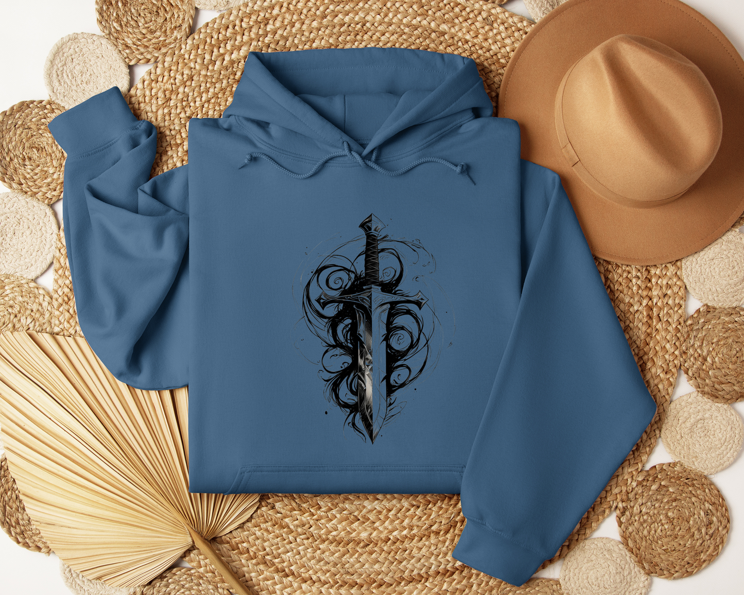 Enchanted Blade Hoodie – Sword and Magic Hoodie, Fantasy Warrior Sweatshirt, Mystic Clothing, Gamer Gift Hoodie, Book Lover Gift.