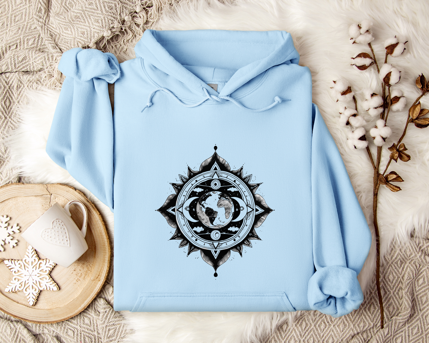 Celestial Earth Mandala Hoodie, Sacred Geometry Hoodie, Spiritual Hoodie, Mystic Geometry Sweatshirt, Astrology Hoodie, Unisex Hoodie