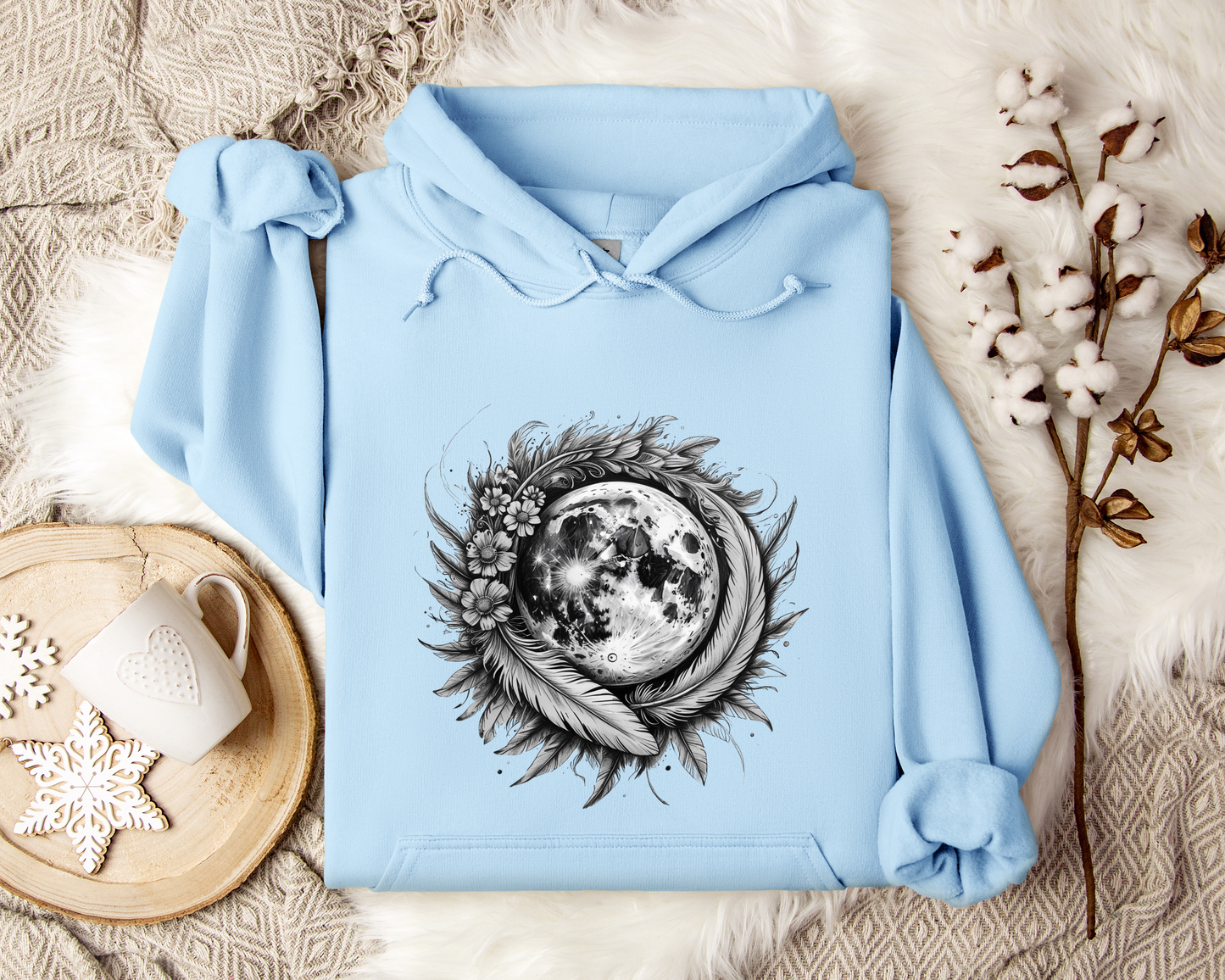 Lunar Bloom Hoodie, Mystical Moon Hoodie, Floral Moon Sweatshirt, Celestial Hoodie, Astrology Gift, Spiritual Hoodie, Unisex Hoodie