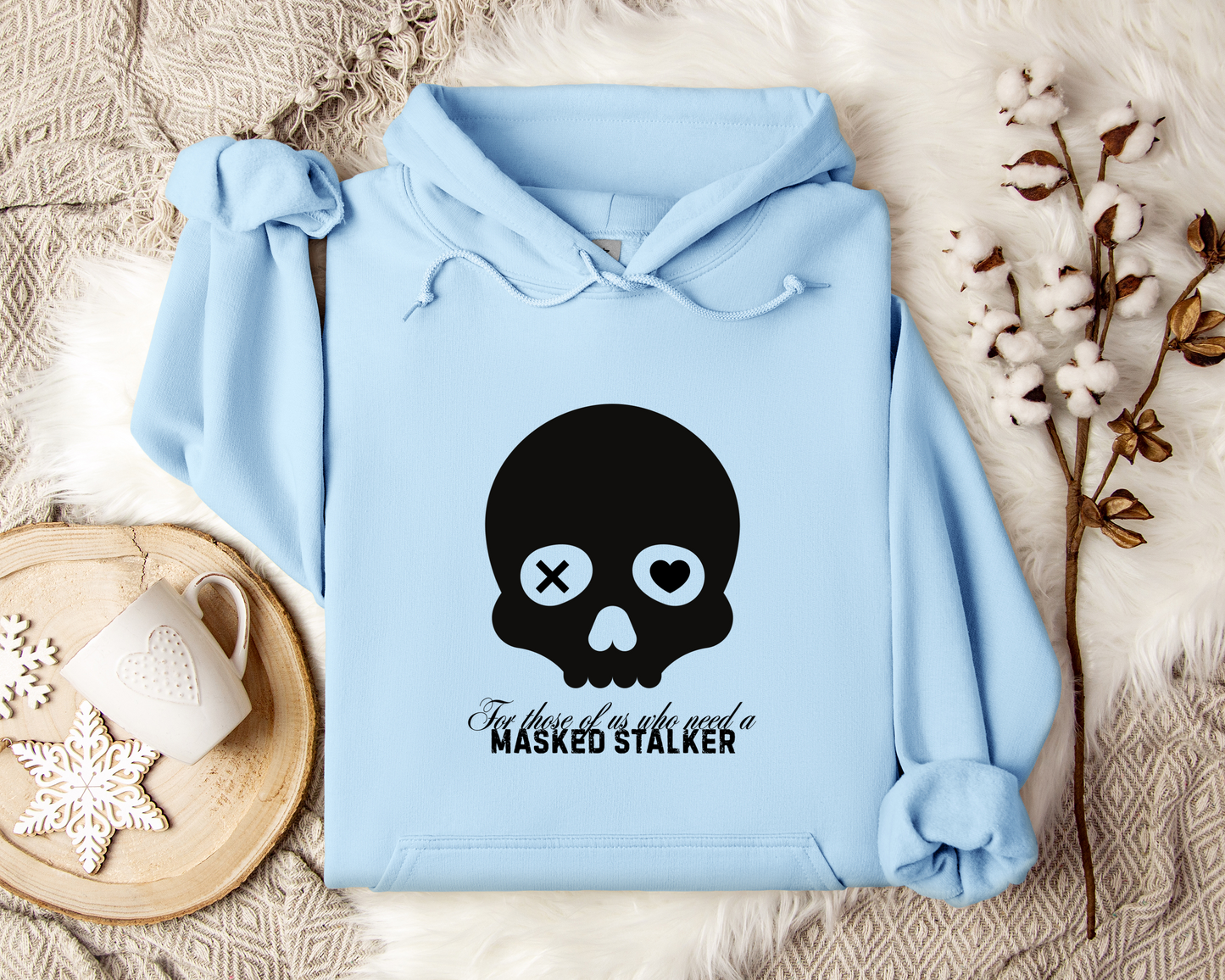Dark Romance Skull Hoodie – Gothic Love Sweatshirt, Masked Stalker Inspired Pullover, Creepy Cute Bookish Gift