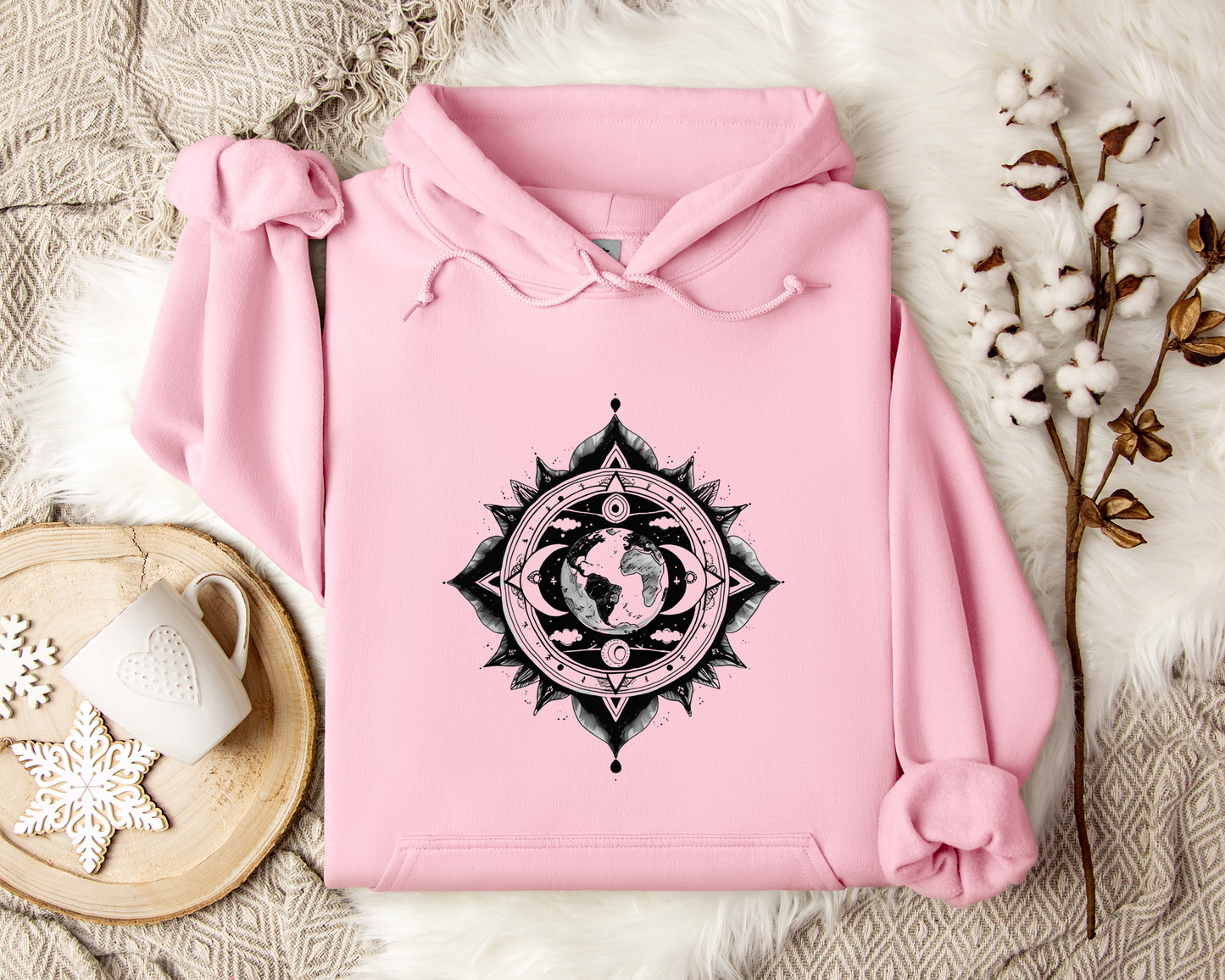Celestial Earth Mandala Hoodie, Sacred Geometry Hoodie, Spiritual Hoodie, Mystic Geometry Sweatshirt, Astrology Hoodie, Unisex Hoodie