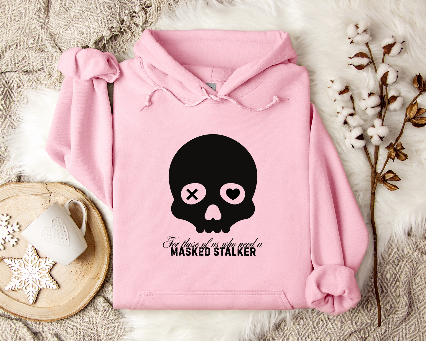 Dark Romance Skull Hoodie – Gothic Love Sweatshirt, Masked Stalker Inspired Pullover, Creepy Cute Bookish Gift