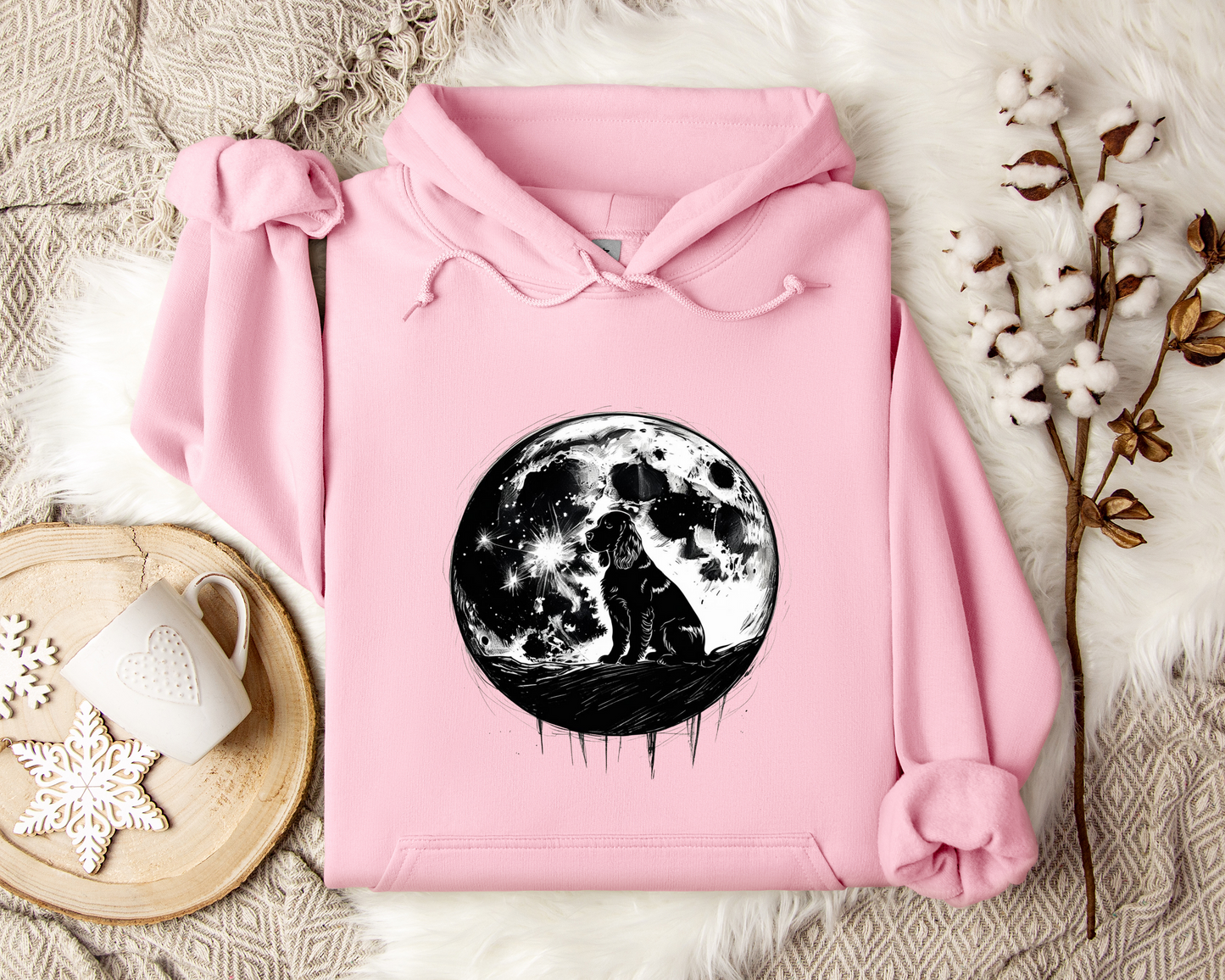 Moonlit Dog Hoodie, Dog Lover Gift, Loyal Companion Under the Stars, Celestial Night Sky Sweatshirt, Cozy Unisex Hoodie