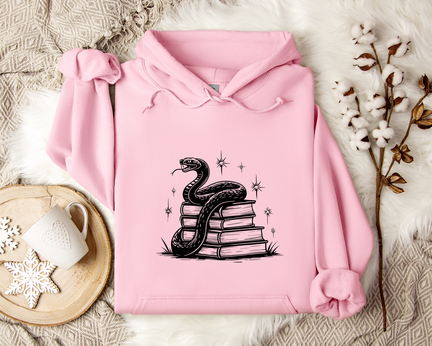Serpent & Spellbooks Hoodie – Snake and Books Sweatshirt, Witchy Hoodie, Dark Academia Clothing, Mystical Fantasy Gift, Book Lover Gift.