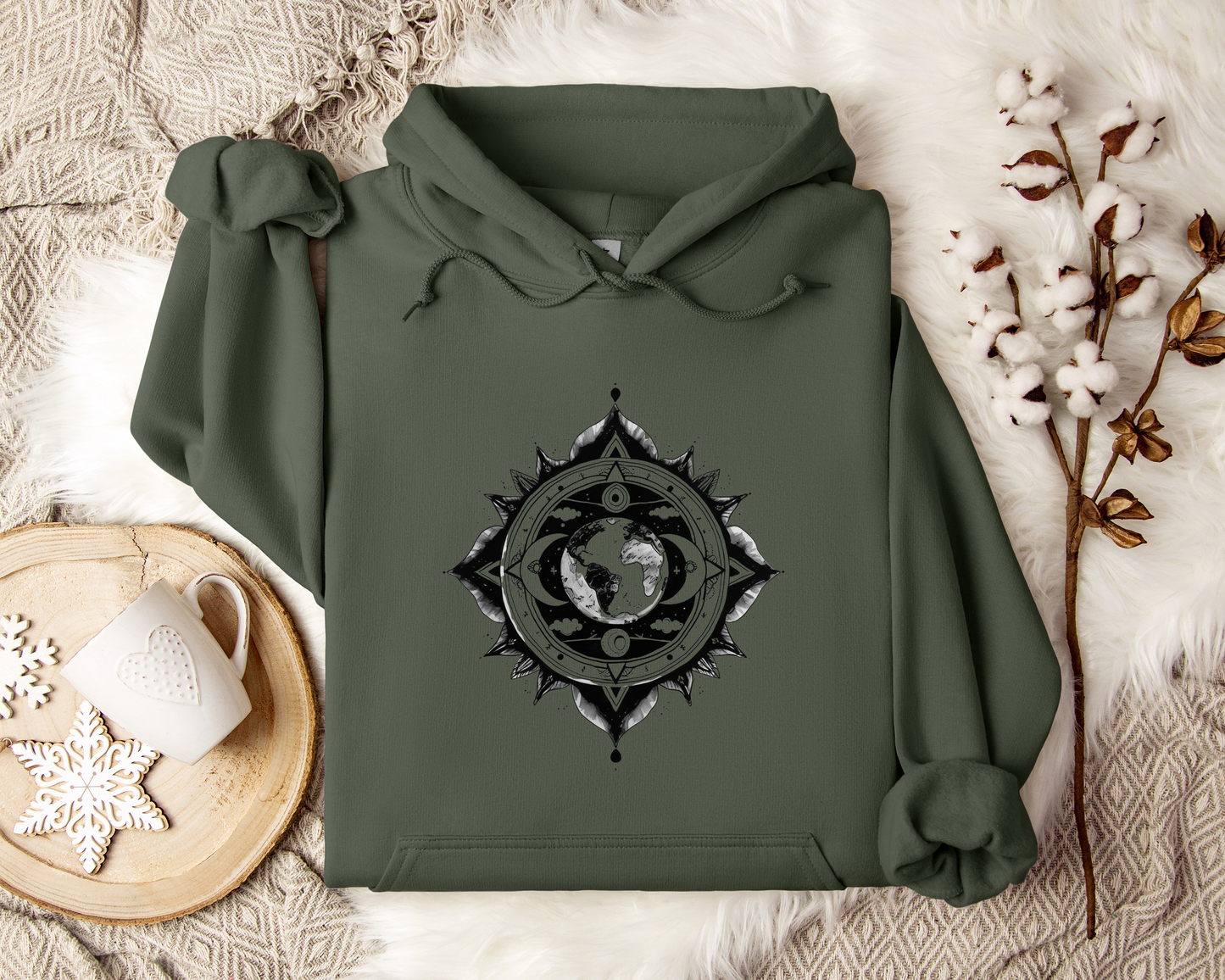 Celestial Earth Mandala Hoodie, Sacred Geometry Hoodie, Spiritual Hoodie, Mystic Geometry Sweatshirt, Astrology Hoodie, Unisex Hoodie