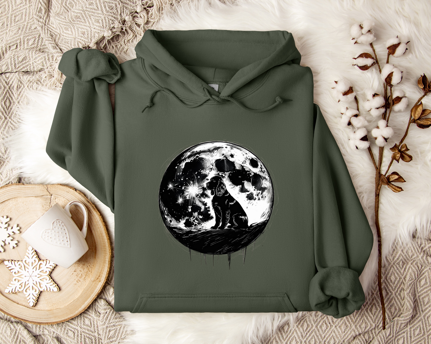 Moonlit Dog Hoodie, Dog Lover Gift, Loyal Companion Under the Stars, Celestial Night Sky Sweatshirt, Cozy Unisex Hoodie