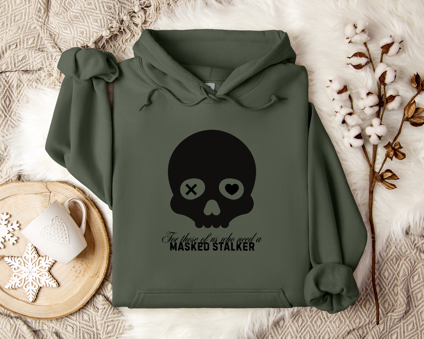 Dark Romance Skull Hoodie – Gothic Love Sweatshirt, Masked Stalker Inspired Pullover, Creepy Cute Bookish Gift