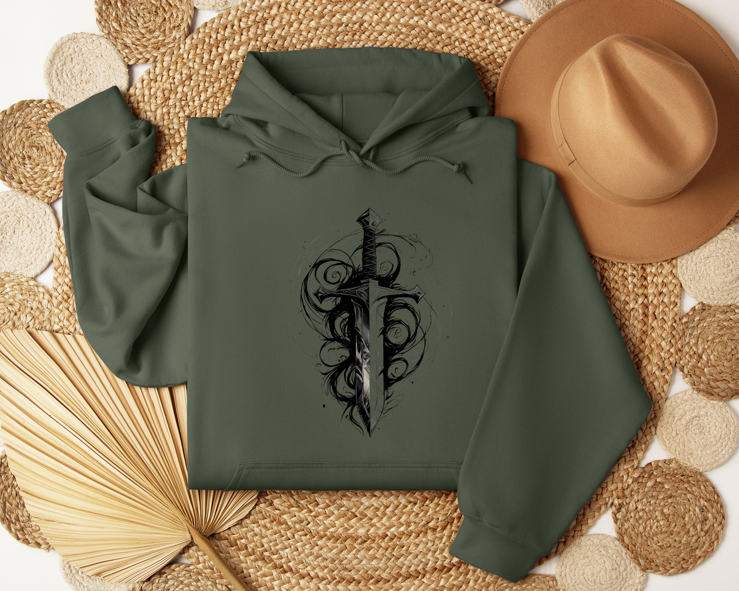 Enchanted Blade Hoodie – Sword and Magic Hoodie, Fantasy Warrior Sweatshirt, Mystic Clothing, Gamer Gift Hoodie, Book Lover Gift.