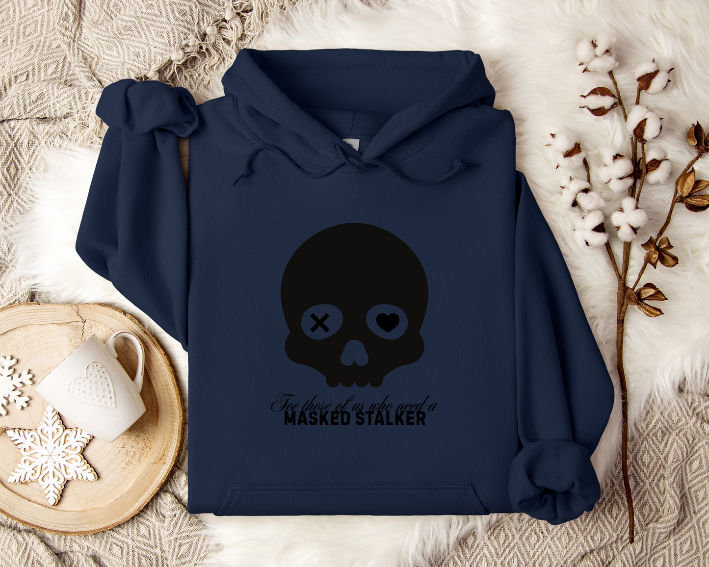 Dark Romance Skull Hoodie – Gothic Love Sweatshirt, Masked Stalker Inspired Pullover, Creepy Cute Bookish Gift