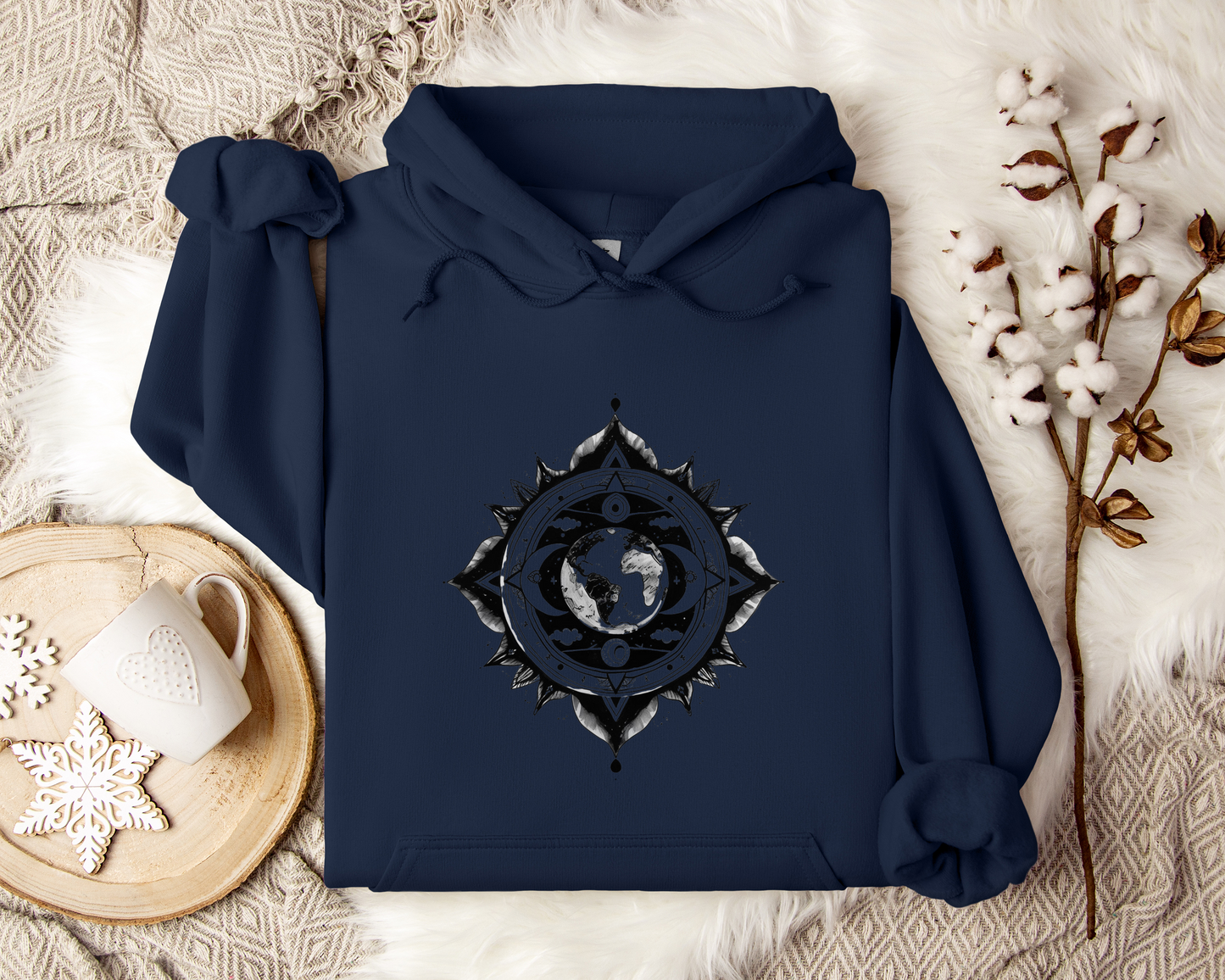 Celestial Earth Mandala Hoodie, Sacred Geometry Hoodie, Spiritual Hoodie, Mystic Geometry Sweatshirt, Astrology Hoodie, Unisex Hoodie