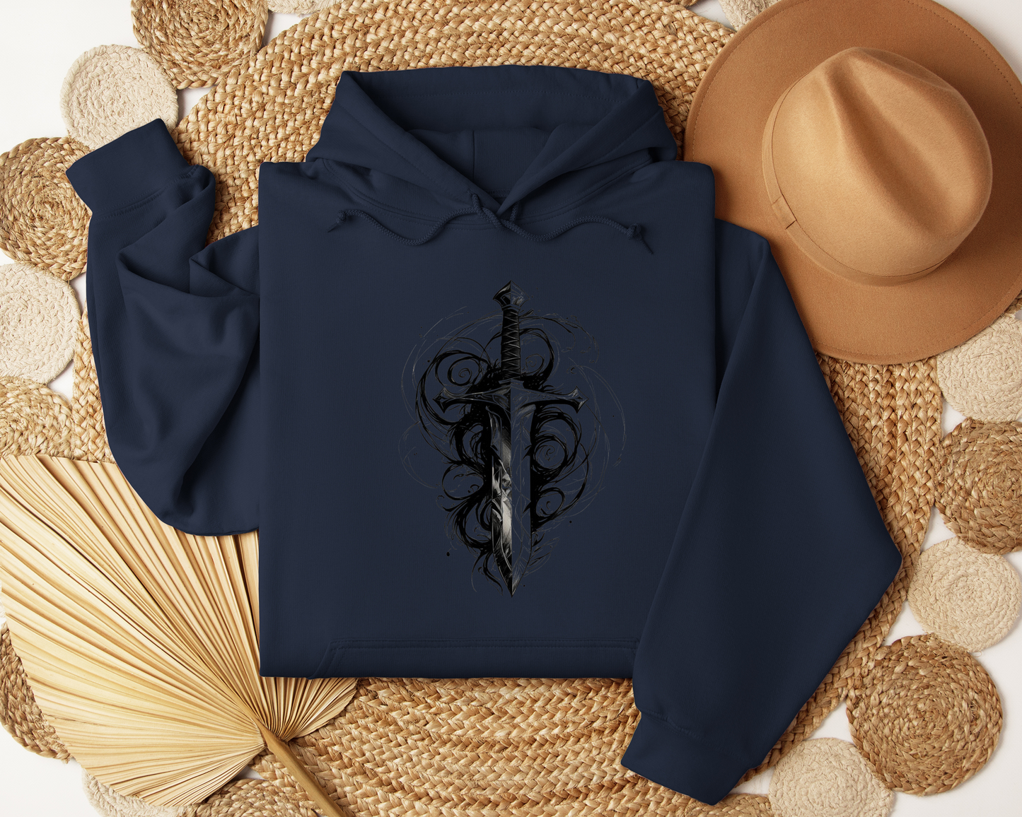 Enchanted Blade Hoodie – Sword and Magic Hoodie, Fantasy Warrior Sweatshirt, Mystic Clothing, Gamer Gift Hoodie, Book Lover Gift.