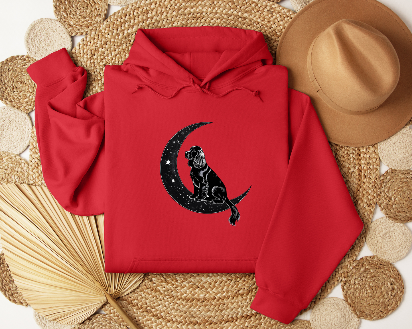 Starry Night Dog Hoodie – Moon & Stars Aesthetic Sweatshirt, Dog Lover Gift, Celestial Pet Owner Hoodie, Cozy Unisex Hoodie.