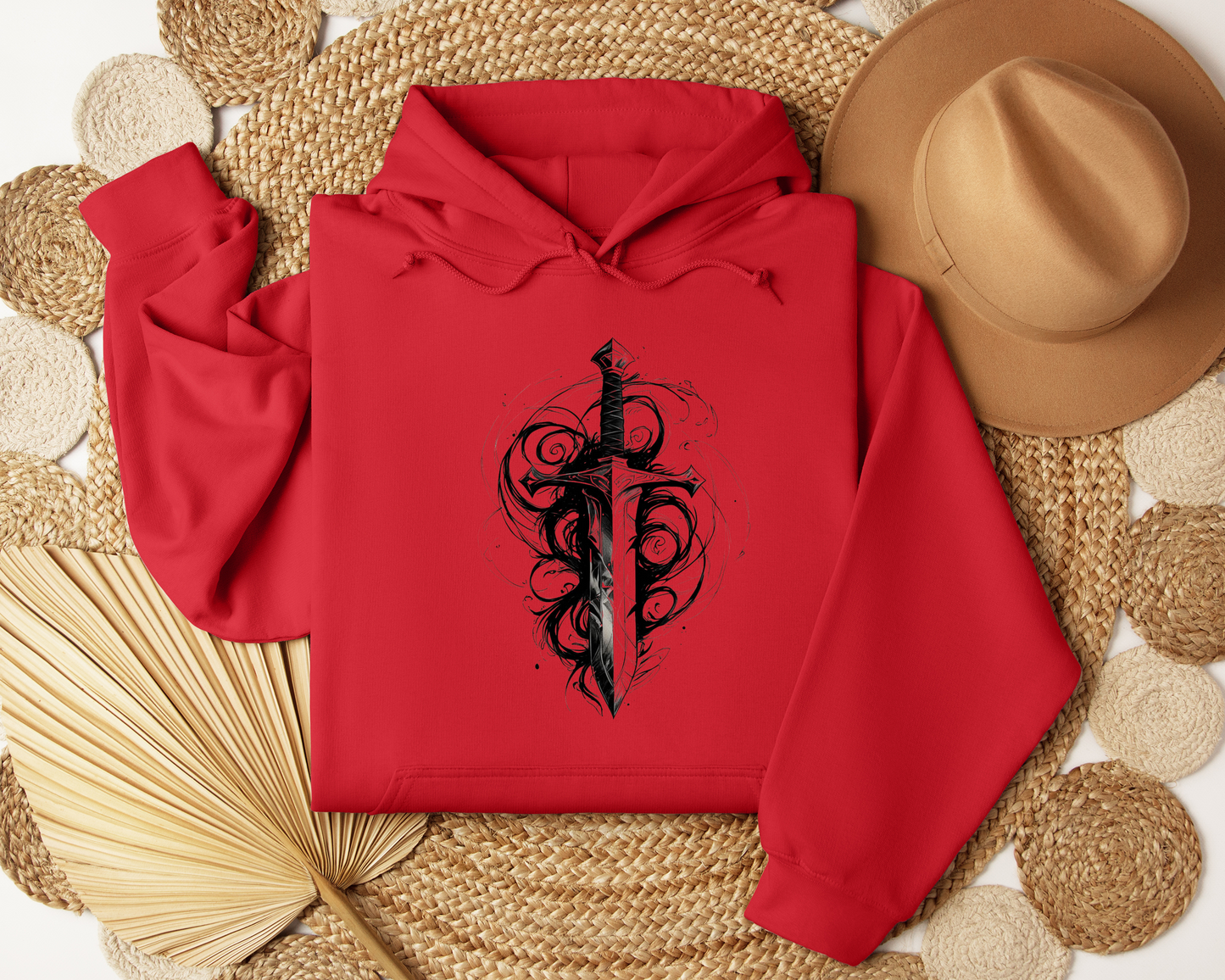 Enchanted Blade Hoodie – Sword and Magic Hoodie, Fantasy Warrior Sweatshirt, Mystic Clothing, Gamer Gift Hoodie, Book Lover Gift.